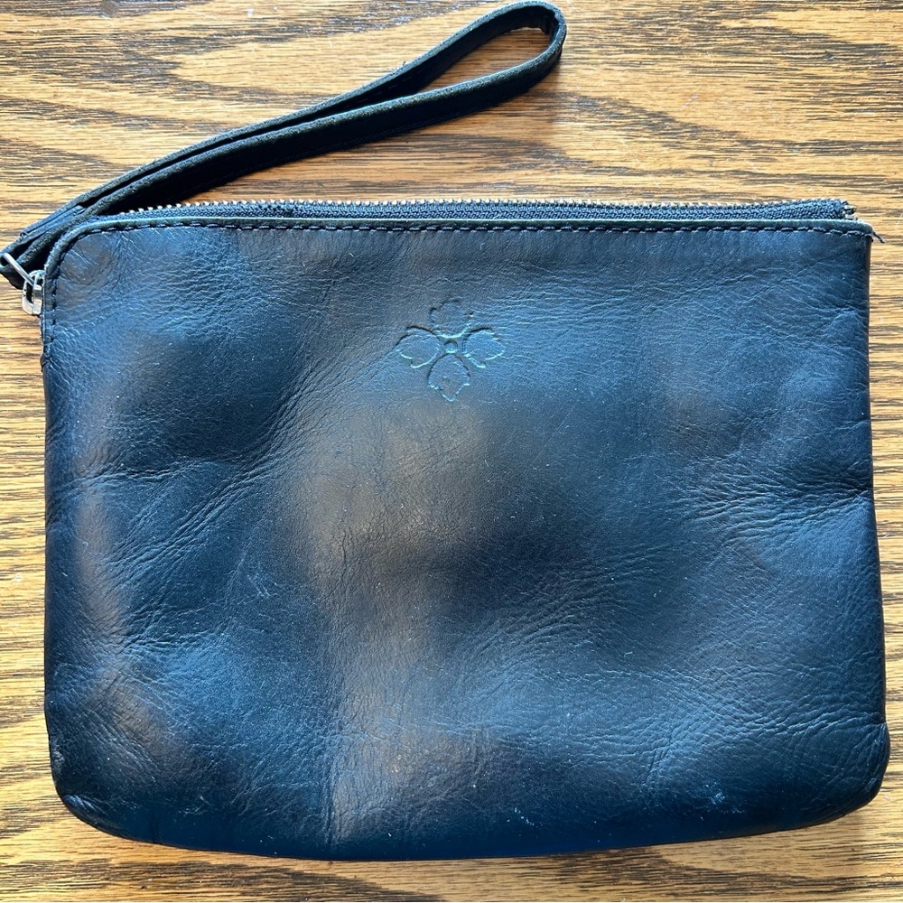 Patricia Nash Black Leather Bag with Floral Tooling Detail Zip Closure - Picture 3 of 9